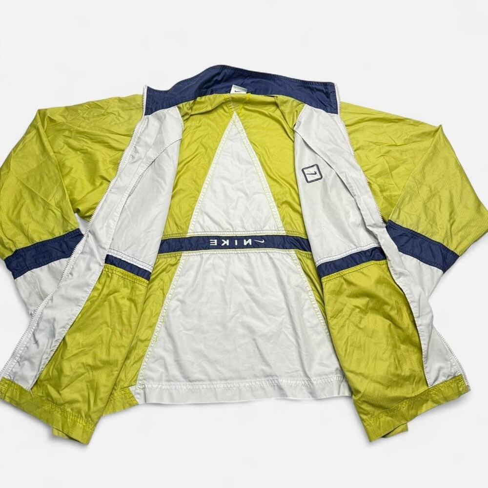 Vintage 90s Nike Colorblock Windbreaker Lime White Blue Women’s XL Full Zip - Picture 4 of 8